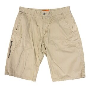 Merrell Shorts Mens 32L Tan Khaki Cargo‎ Hiking Outdoor Cotton Zipper Pocket